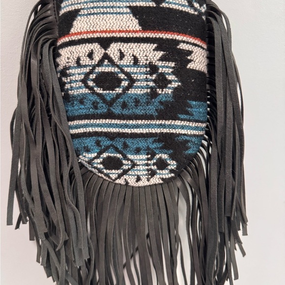 Bohemian Black and Multicolor Fringe Crossbody Bag - Picture 3 of 7